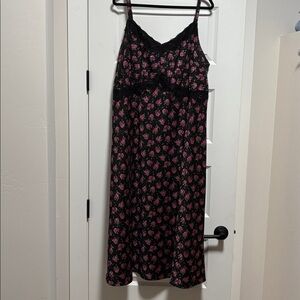 Torrid Floral Black and Pink Lace maxi dress